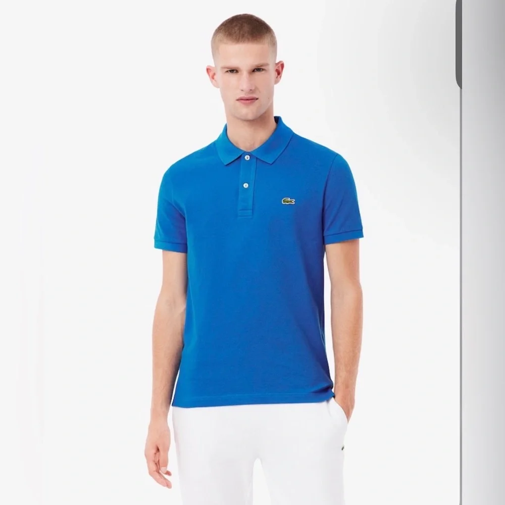 Lacoste Mens Slim Fit Polo Shirt Blue Short Sleeve Pique Logo